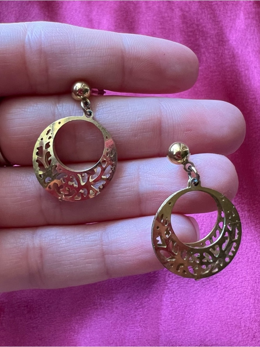 Gold Tone Filigree Circle Drop Earrings - Women Jewelry